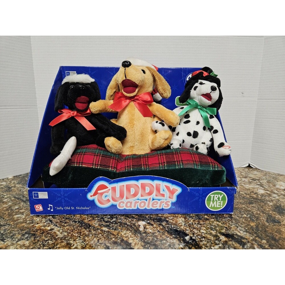 Gemmy Christmas Cuddly Carolers Animated Dogs Singing 2005 Tested WORKS With Box